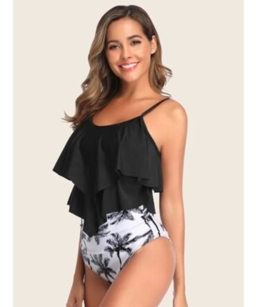 Belle Basic Palm Tree Prints Tankini
