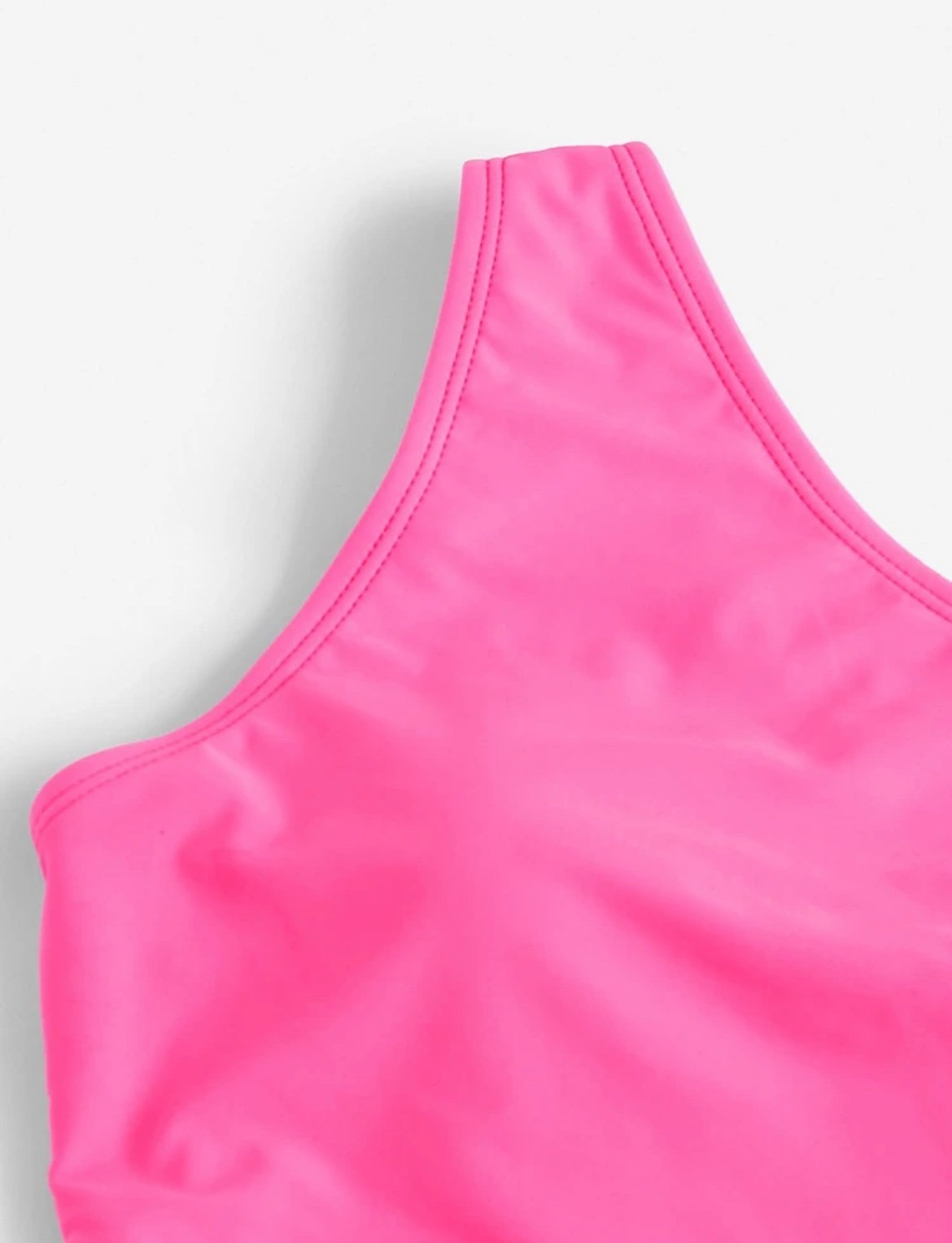 Two Tone One Shoulder One Piece Swimsuit - Image 5