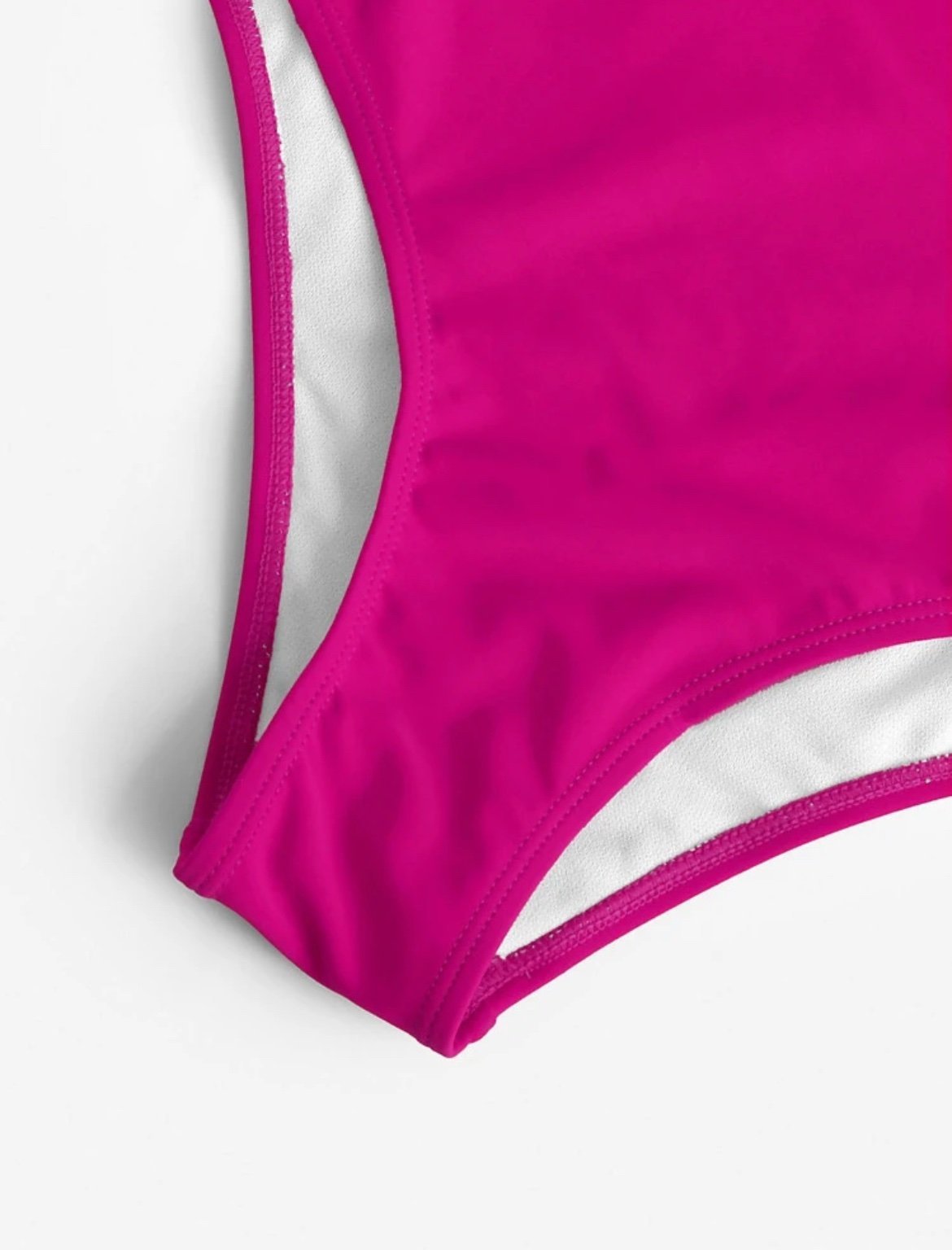 Two Tone One Shoulder One Piece Swimsuit - Image 2