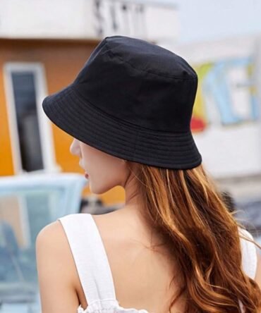 Simple Black Plain Bucket Hat