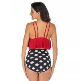 Belle Basic Red Polka Dot Printed Tankini - Image 4